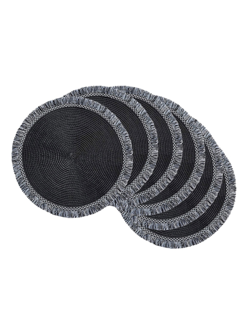 Set of 6 black round placemats