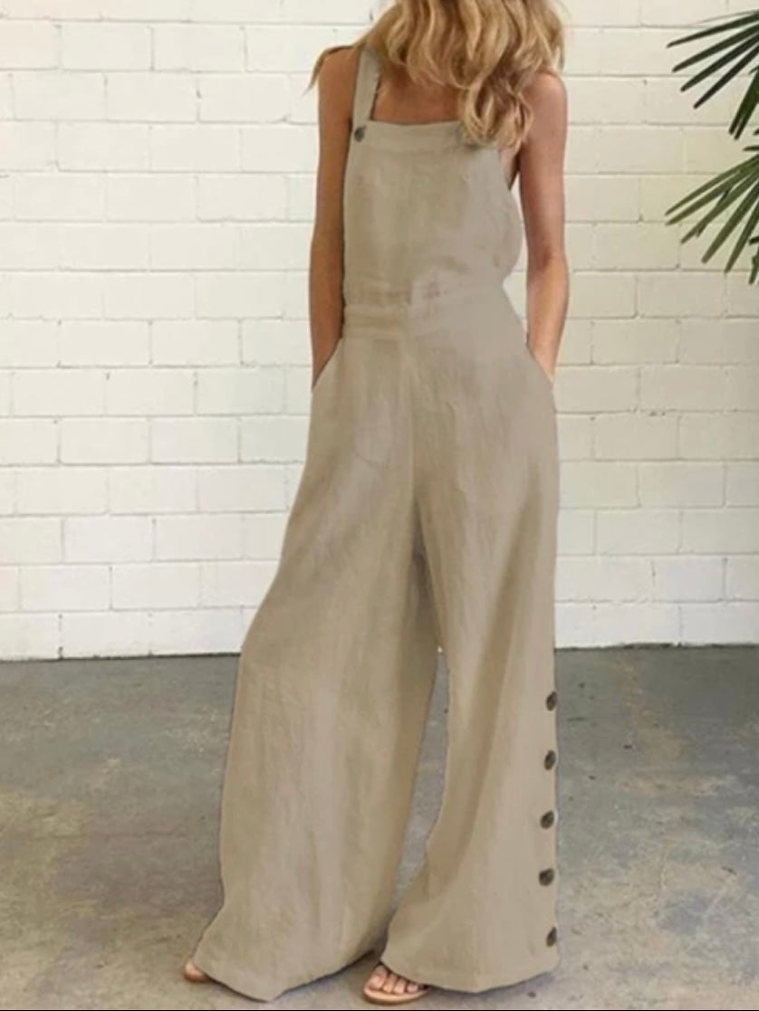 Beige loose and flare jumper overall