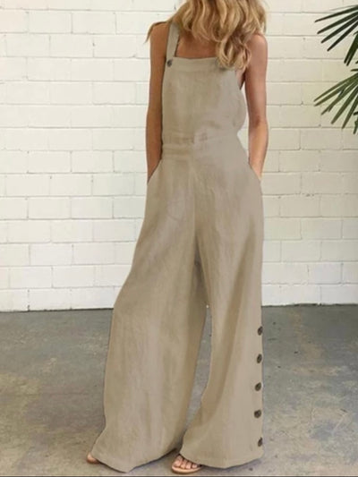 Beige loose and flare jumper overall