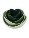 Set of 6 green flower multipurpose bowls