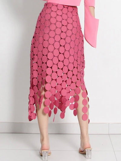 Pink hexagon tube maxi skirt