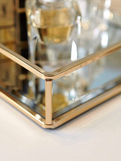 Gold metallic and glass box / tray