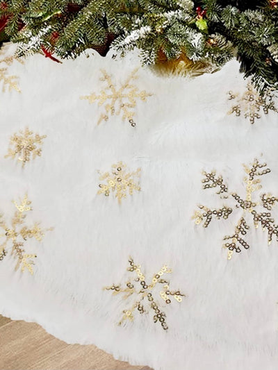 White snow Christmas tree skirt