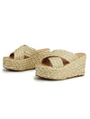 Natural wedge high heels crossed straps platform sandals