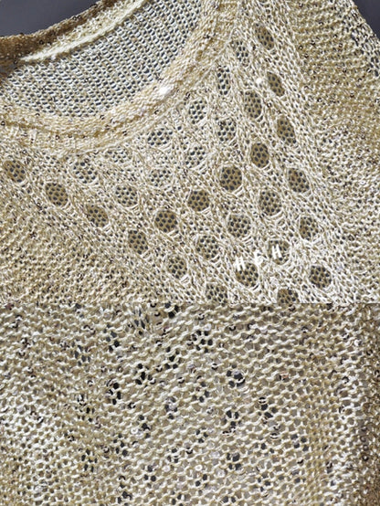 Khaki gold crochet top