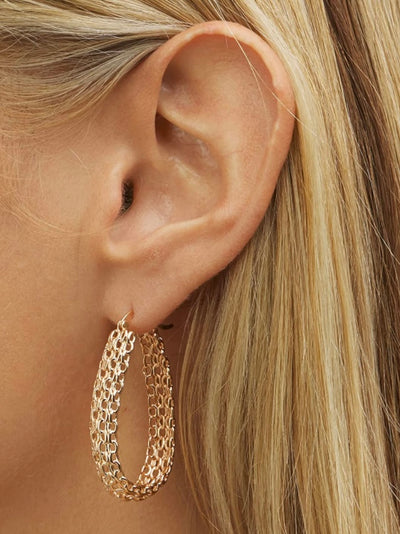 Gold plated round net earrings