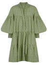 Green A-line midi dress