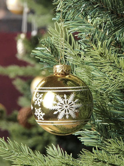 shiny gold crystal balls with glitter details to decorate the Christmas tree