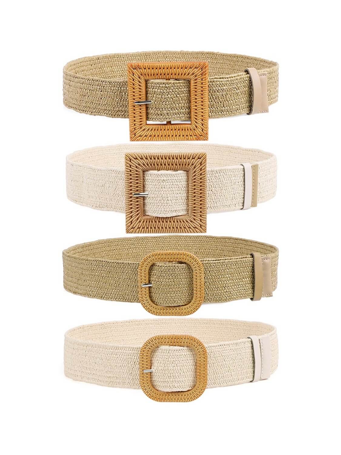 boho belts in colors and models Square Camel, Square Beige, Round Camel and Round Beige