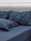 pillows with blue pleated bedding set covers
