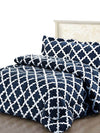 duvet and bed covers in blue and white