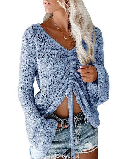Blue knitted light sweater