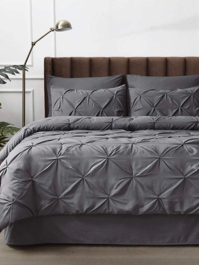 Dark gray pleated bed set 8 pieces