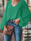 Green bomber sleeves blouse