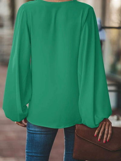 Green bomber sleeves blouse