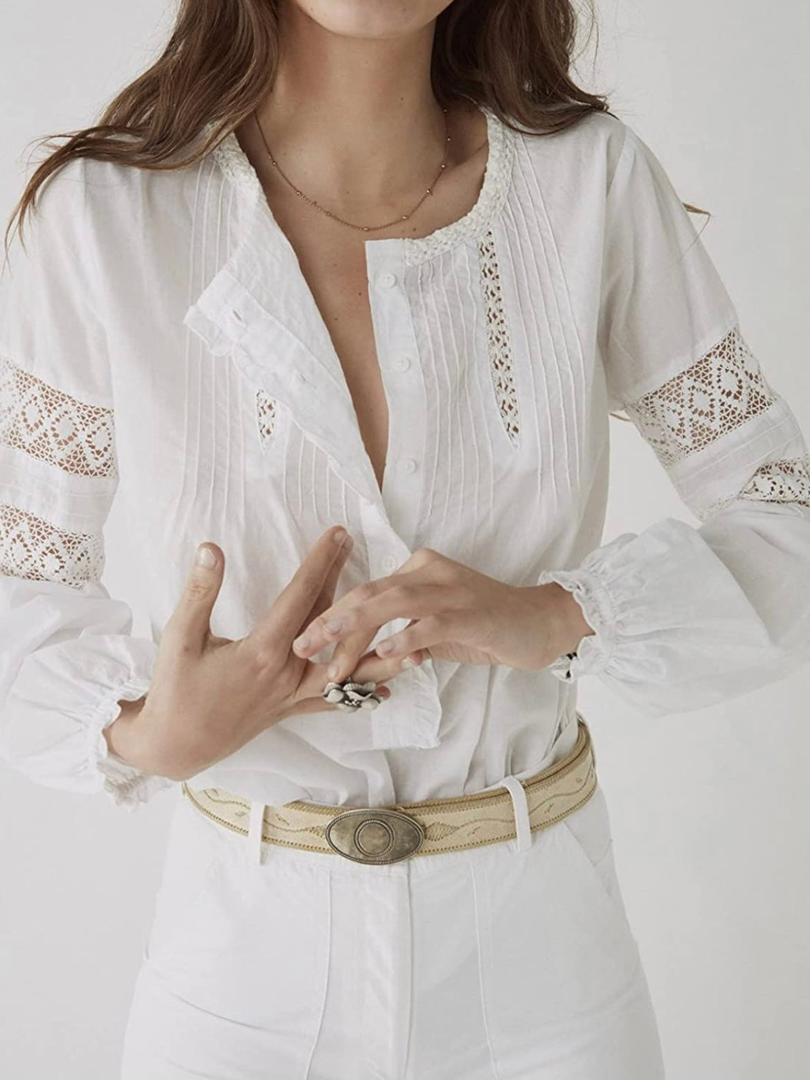 White laced embroidered blouse