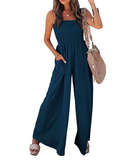 Blue loose and flare jumper overall
