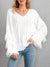White embroidery diamonds sweater