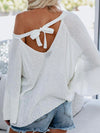 White bell sleeves knitted top