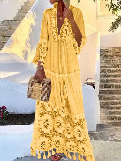 Boho yellow maxi dress