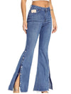 Flare stretch buttons leg jeans