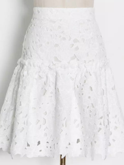 Set embroidered white top and skirt