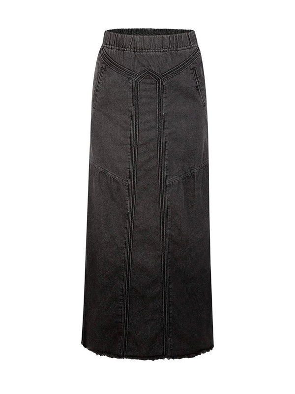 Black jeans long skirt loose fit sides pockets - Wapas