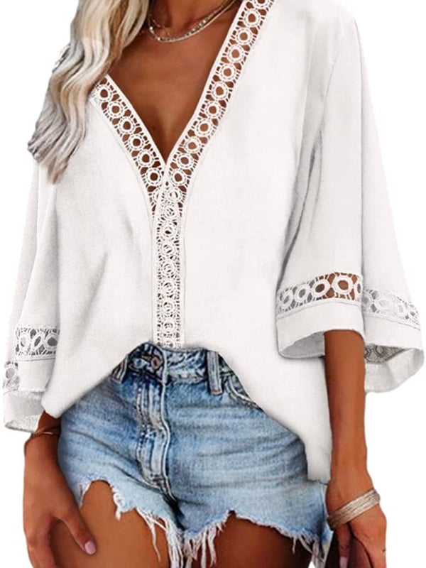 White embroidered sleeves blouse - Wapas