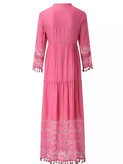 Boho coral pink maxi dress