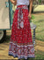 Red flowers boho chic print maxi skirt