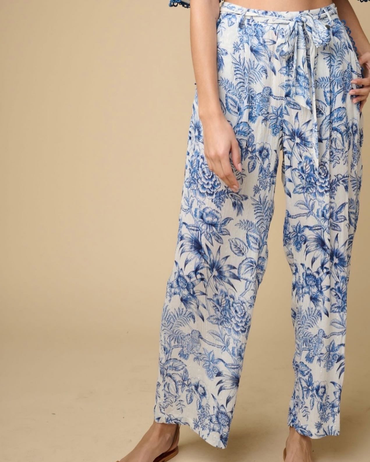 Lacie white and blue printed pants