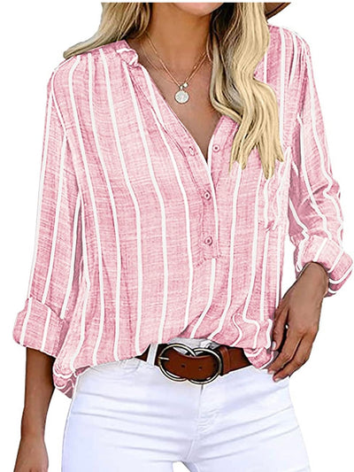 Rose and white stripes shirt